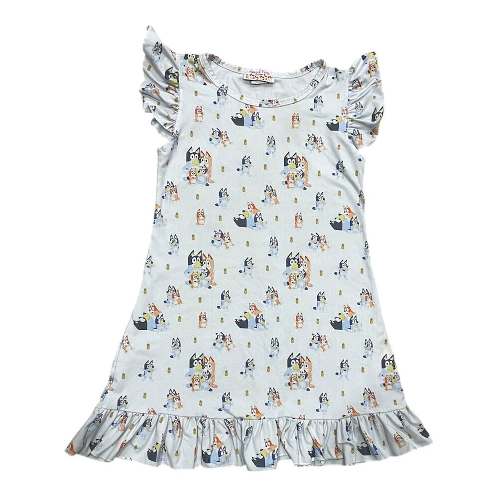 Boutique Girls Size 5-6 Bluey Bingo Soft Ruffle Dress Tulips & Twirls